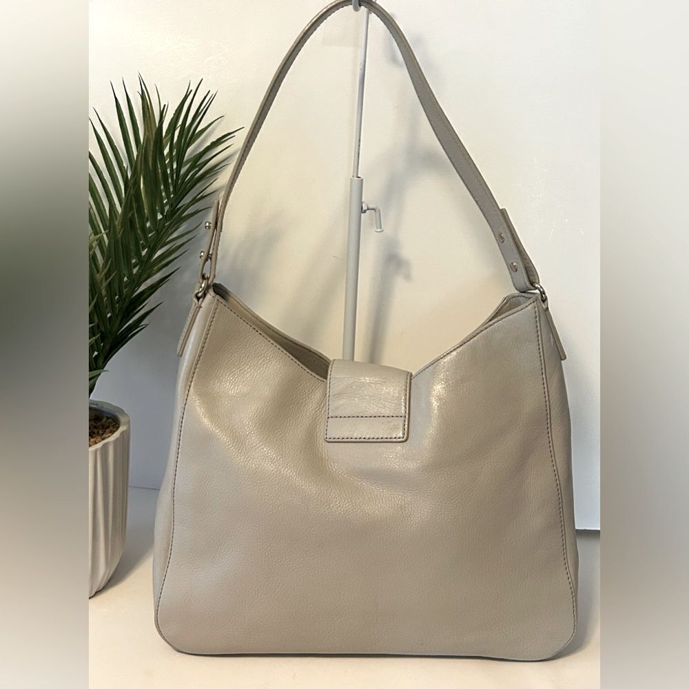Kate Spade Gray Pebble Leather Shoulder Bag Hobo Purse - Picture 9 of 15